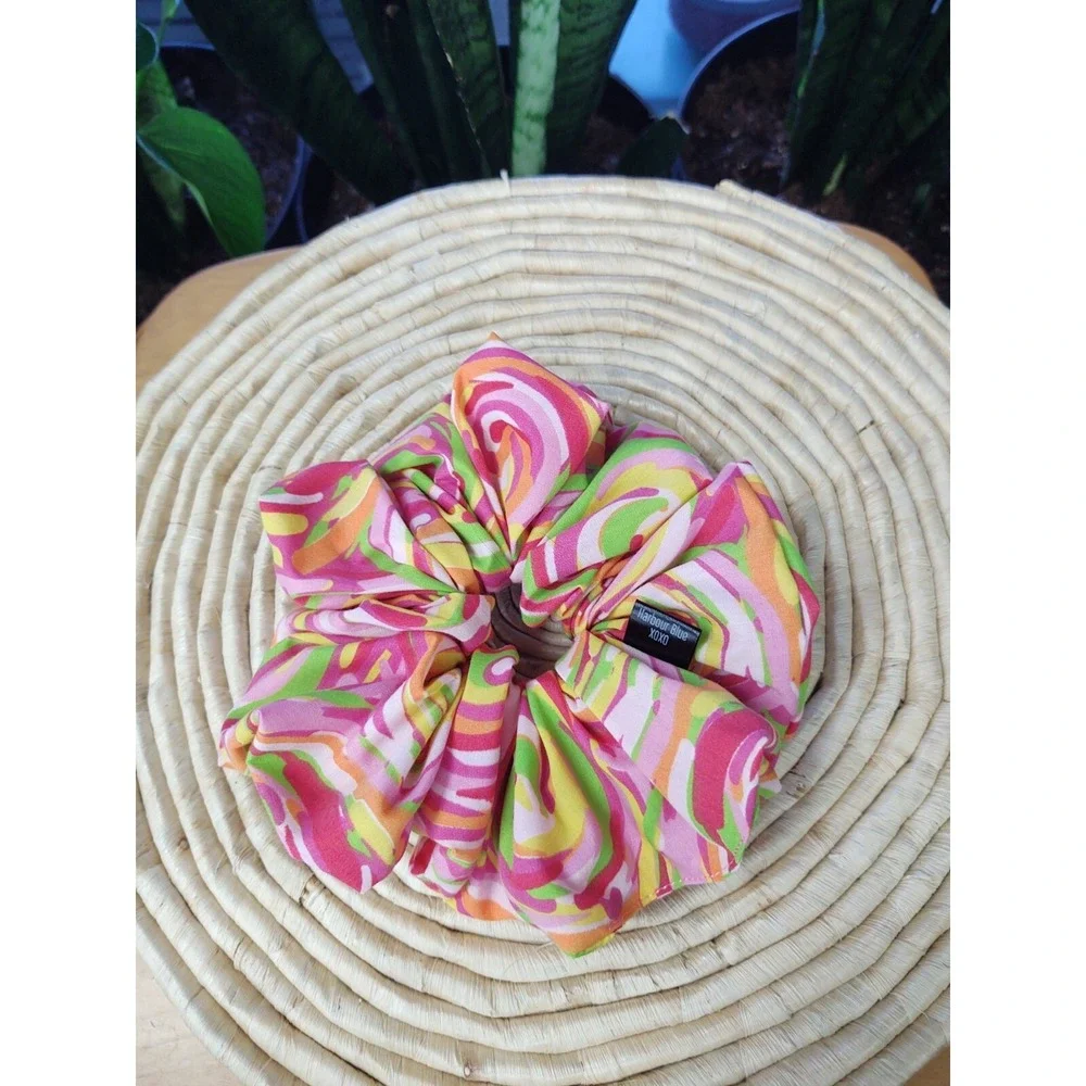 Pink Tie Dye‎ Swirl Polyester Cotton Blend XXL Scrunchie 7